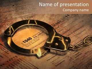 Handcuffs Revenue Crime PowerPoint Template