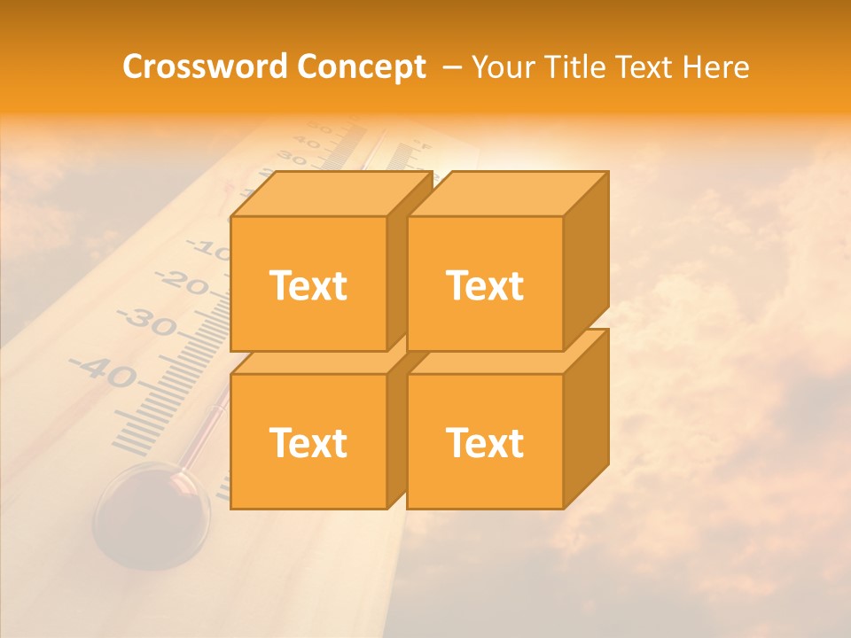 A Thermometer In Front Of A Cloudy Sky PowerPoint Template