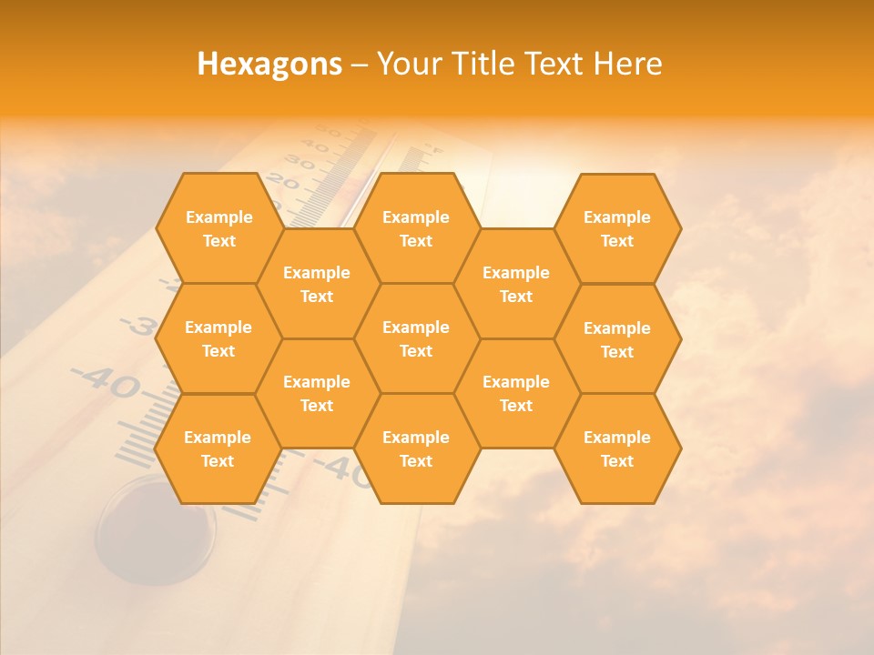 A Thermometer In Front Of A Cloudy Sky PowerPoint Template