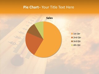 A Thermometer In Front Of A Cloudy Sky PowerPoint Template