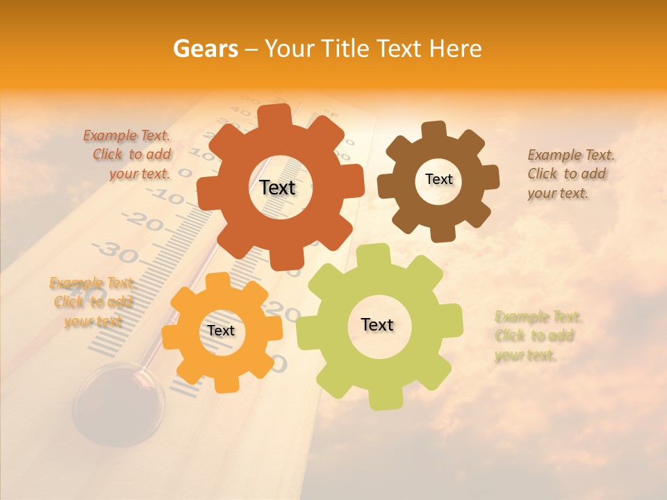 A Thermometer In Front Of A Cloudy Sky PowerPoint Template