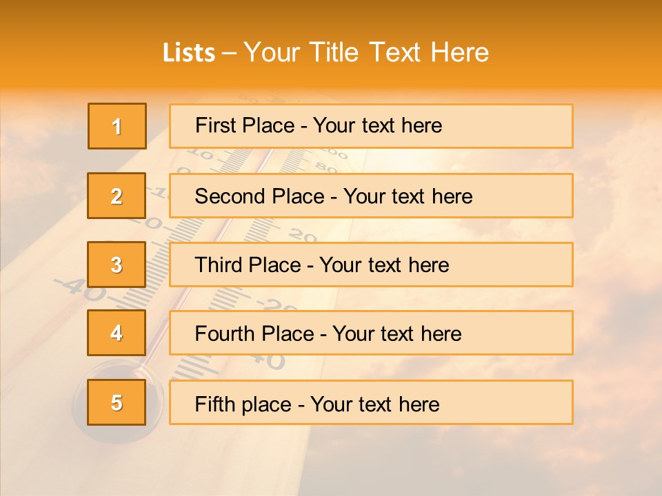 A Thermometer In Front Of A Cloudy Sky PowerPoint Template
