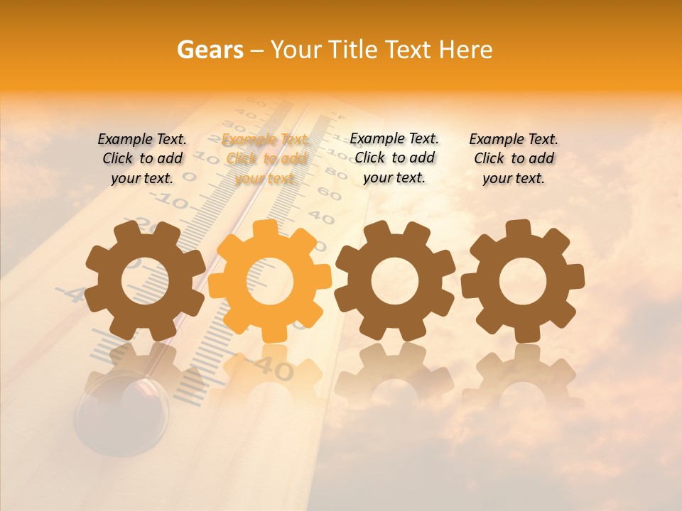 A Thermometer In Front Of A Cloudy Sky PowerPoint Template