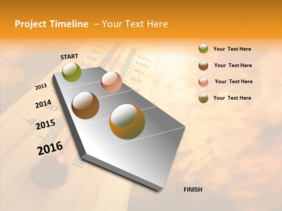 A Thermometer In Front Of A Cloudy Sky PowerPoint Template