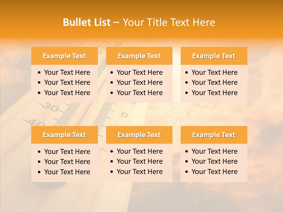 A Thermometer In Front Of A Cloudy Sky PowerPoint Template