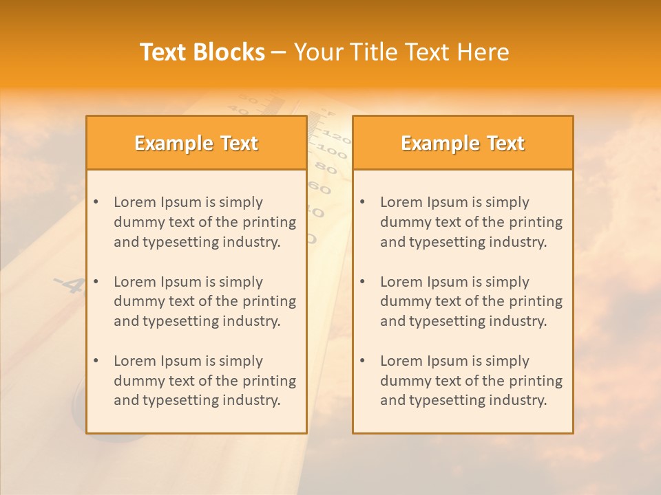 A Thermometer In Front Of A Cloudy Sky PowerPoint Template