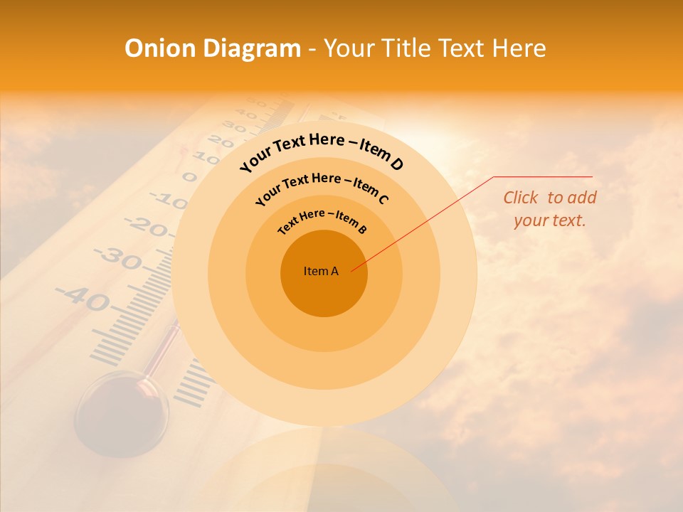 A Thermometer In Front Of A Cloudy Sky PowerPoint Template