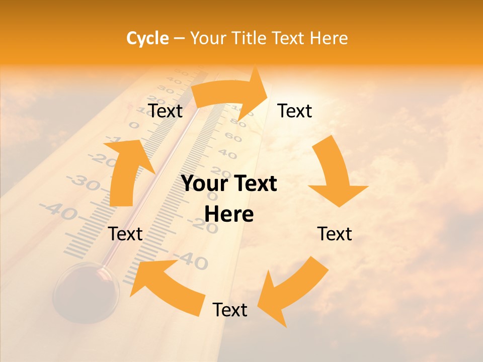 A Thermometer In Front Of A Cloudy Sky PowerPoint Template