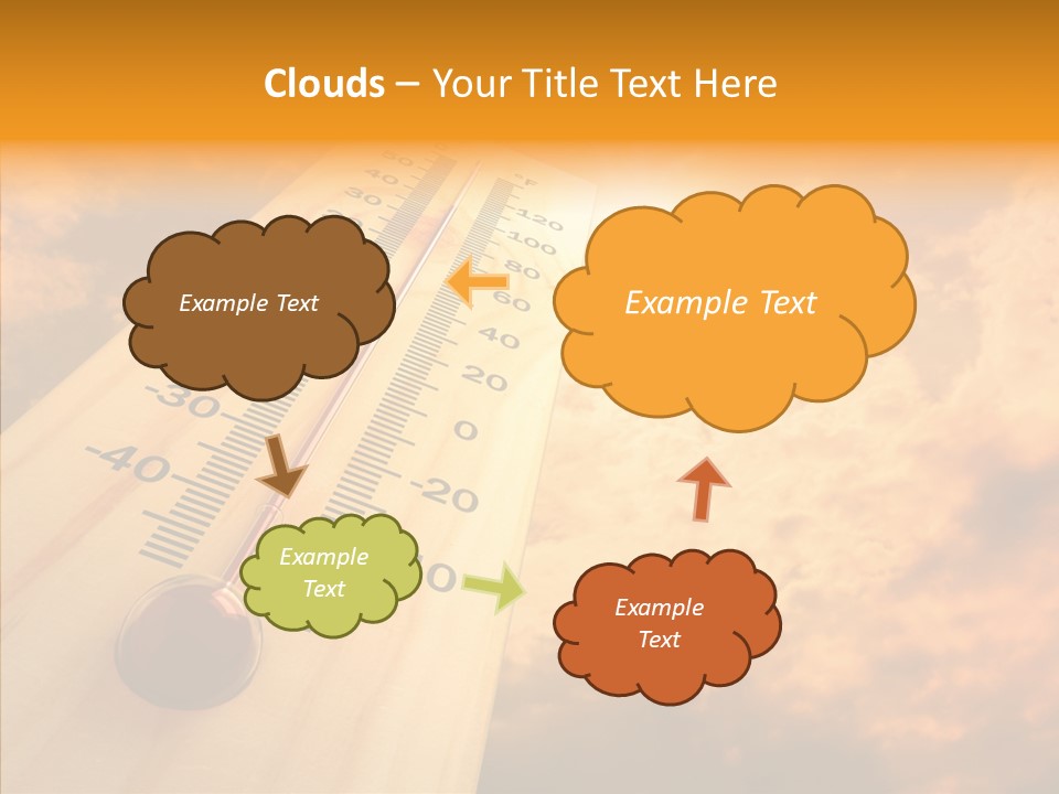 A Thermometer In Front Of A Cloudy Sky PowerPoint Template