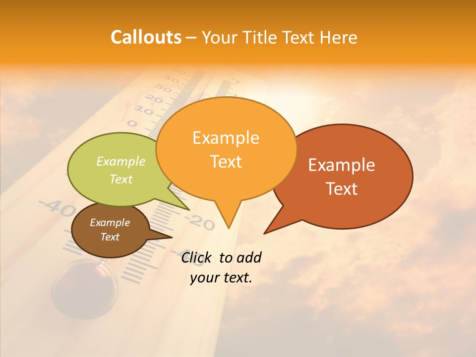 A Thermometer In Front Of A Cloudy Sky PowerPoint Template