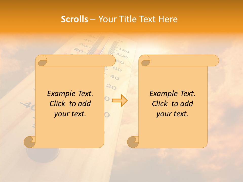 A Thermometer In Front Of A Cloudy Sky PowerPoint Template