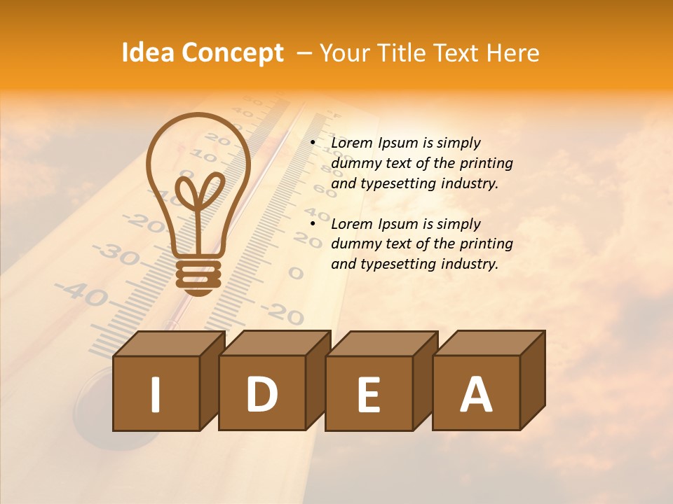 A Thermometer In Front Of A Cloudy Sky PowerPoint Template