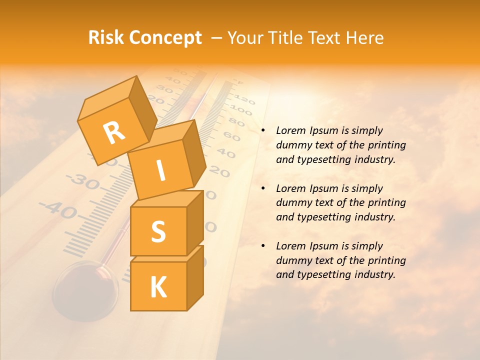 A Thermometer In Front Of A Cloudy Sky PowerPoint Template