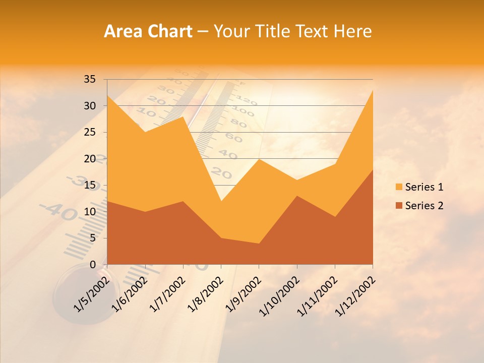 A Thermometer In Front Of A Cloudy Sky PowerPoint Template