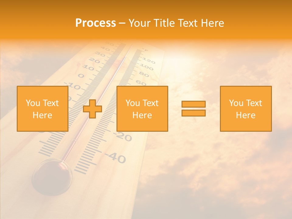 A Thermometer In Front Of A Cloudy Sky PowerPoint Template