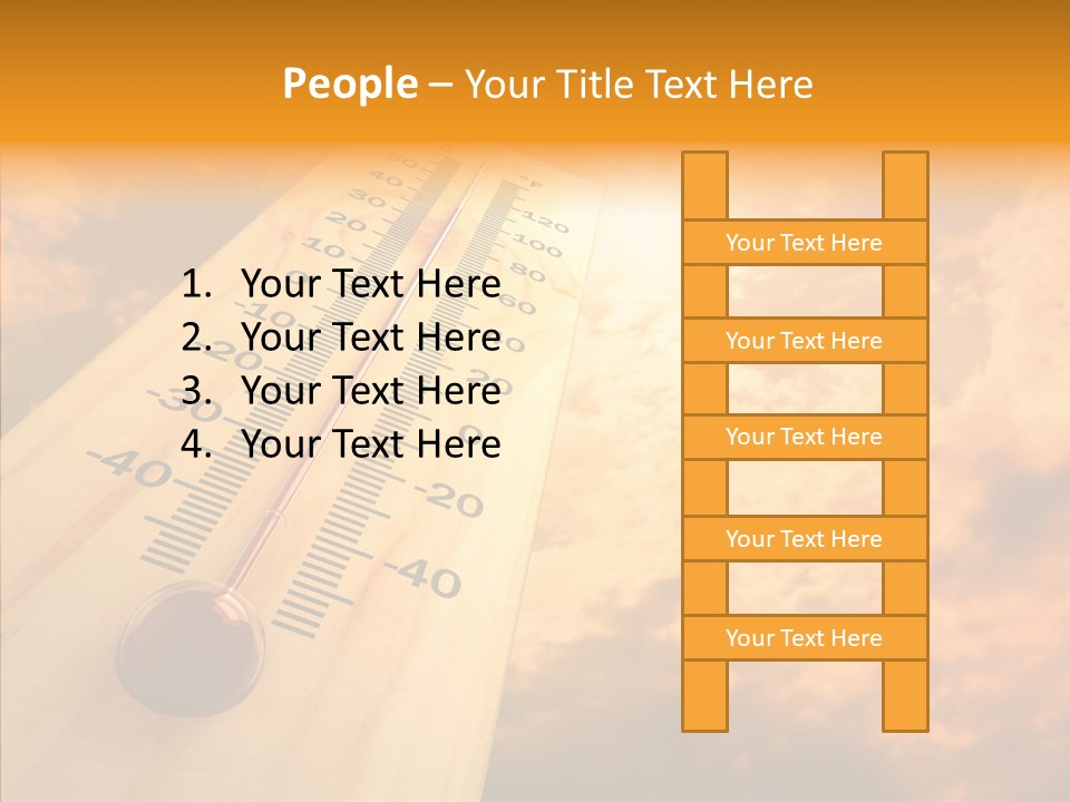 A Thermometer In Front Of A Cloudy Sky PowerPoint Template