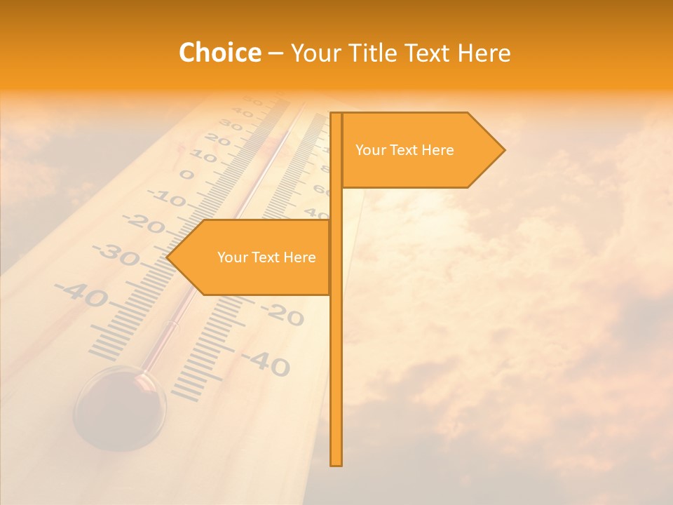 A Thermometer In Front Of A Cloudy Sky PowerPoint Template