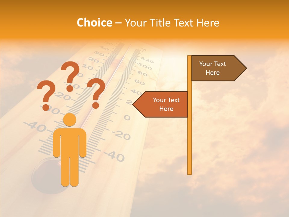 A Thermometer In Front Of A Cloudy Sky PowerPoint Template