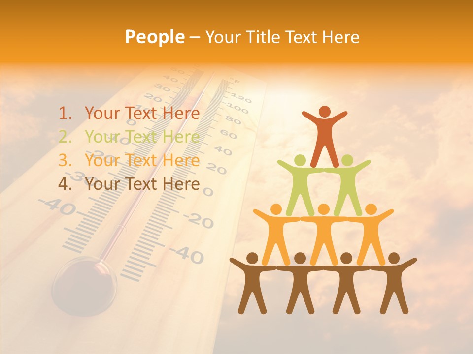 A Thermometer In Front Of A Cloudy Sky PowerPoint Template