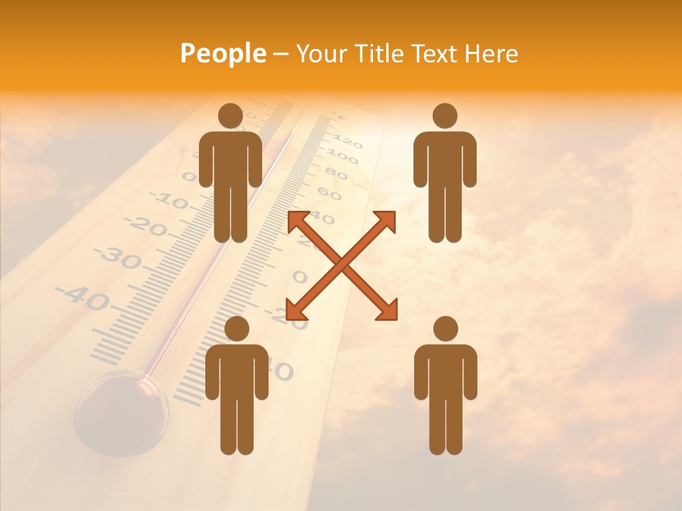 A Thermometer In Front Of A Cloudy Sky PowerPoint Template