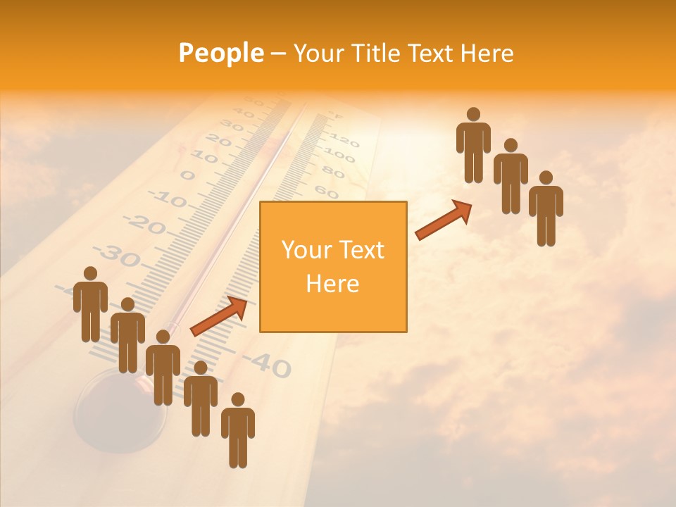 A Thermometer In Front Of A Cloudy Sky PowerPoint Template