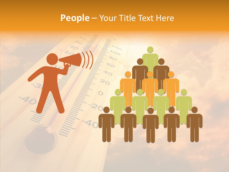 A Thermometer In Front Of A Cloudy Sky PowerPoint Template