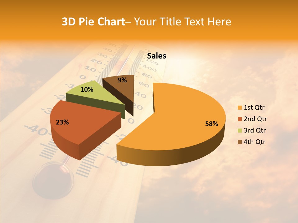 A Thermometer In Front Of A Cloudy Sky PowerPoint Template