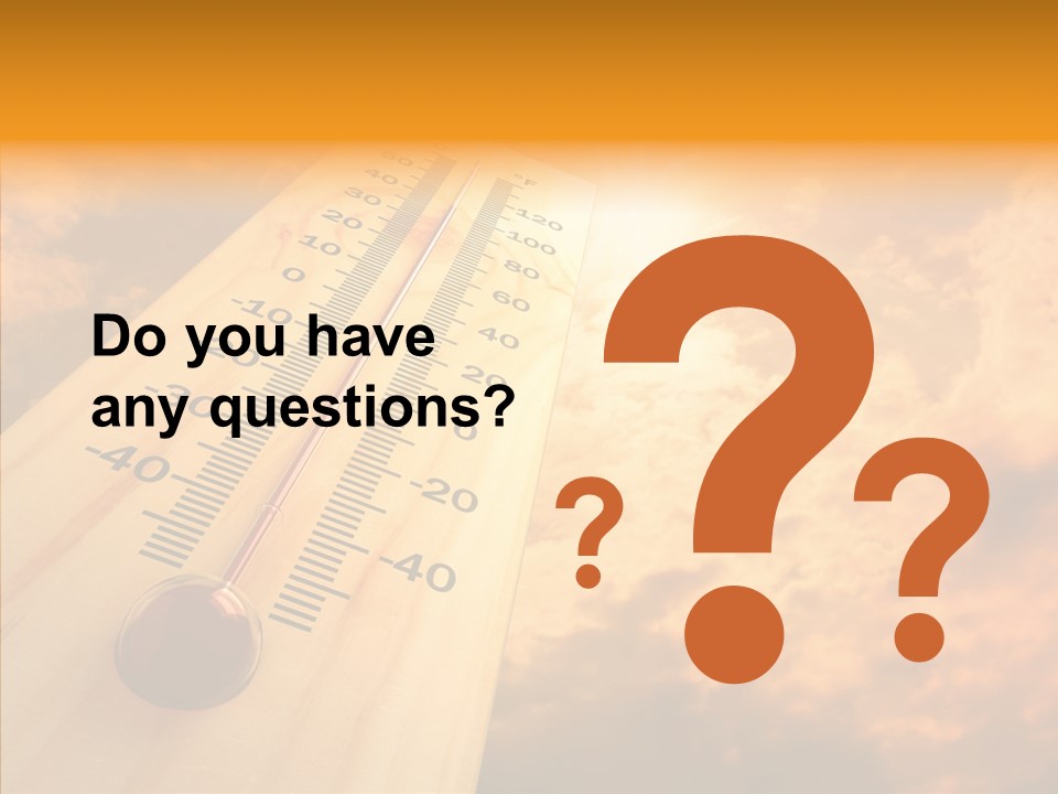 A Thermometer In Front Of A Cloudy Sky PowerPoint Template