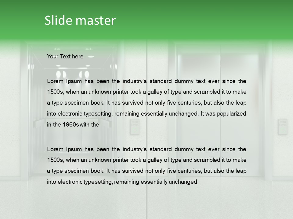 Design Element Two Open Elevator PowerPoint Template