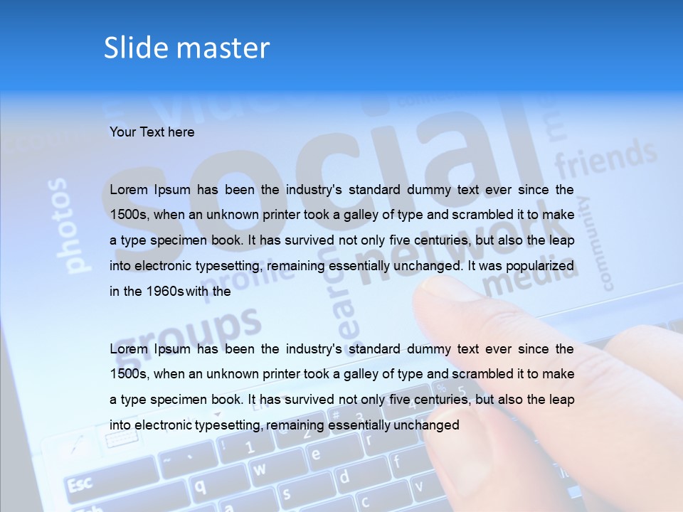 Press Blue Closeup PowerPoint Template
