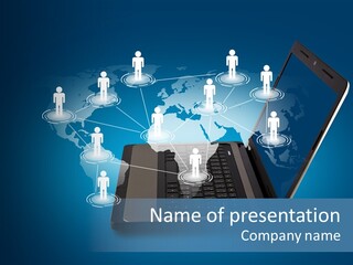 Laptop Wireless Pattern PowerPoint Template