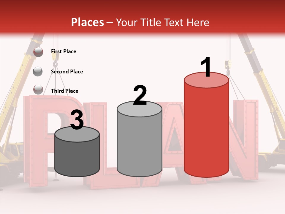 A Crane Is Lifting The Word Plan Out Of The Ground PowerPoint Template