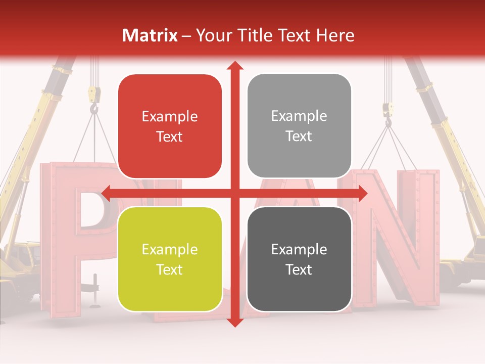 A Crane Is Lifting The Word Plan Out Of The Ground PowerPoint Template
