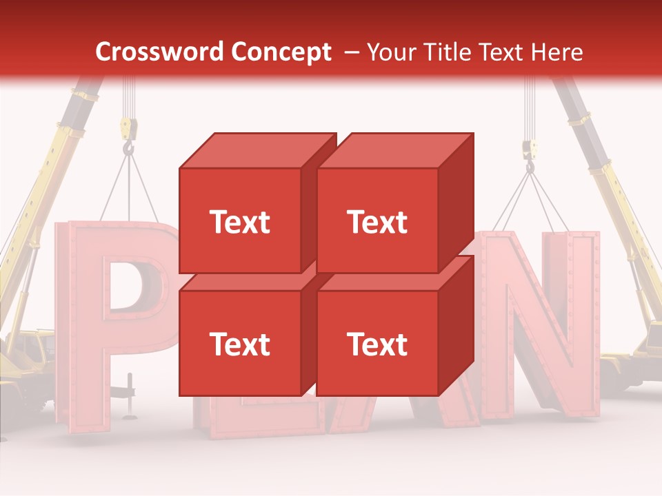 A Crane Is Lifting The Word Plan Out Of The Ground PowerPoint Template