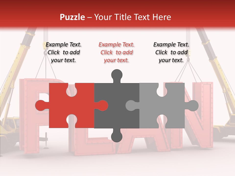 A Crane Is Lifting The Word Plan Out Of The Ground PowerPoint Template