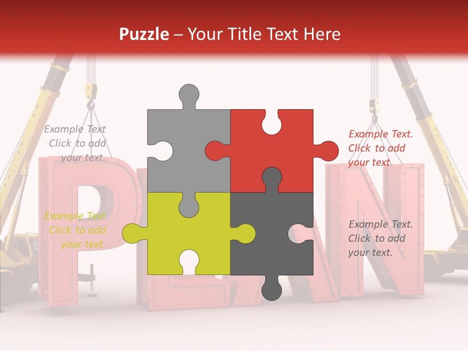 A Crane Is Lifting The Word Plan Out Of The Ground PowerPoint Template