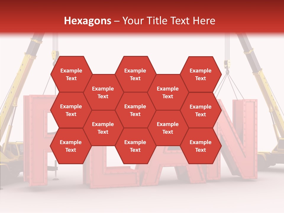 A Crane Is Lifting The Word Plan Out Of The Ground PowerPoint Template