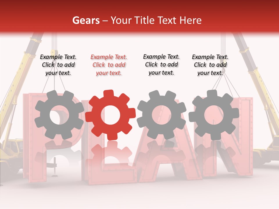 A Crane Is Lifting The Word Plan Out Of The Ground PowerPoint Template