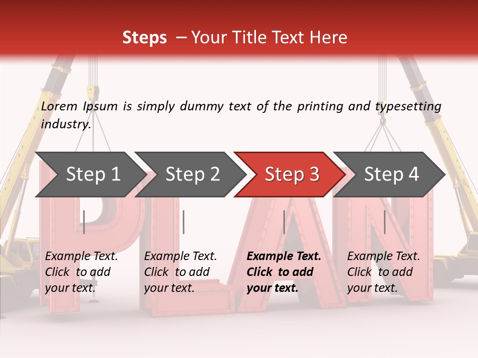 A Crane Is Lifting The Word Plan Out Of The Ground PowerPoint Template