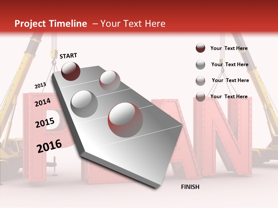 A Crane Is Lifting The Word Plan Out Of The Ground PowerPoint Template