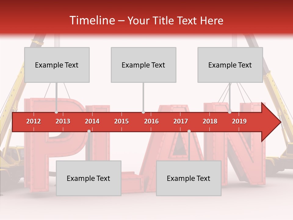 A Crane Is Lifting The Word Plan Out Of The Ground PowerPoint Template
