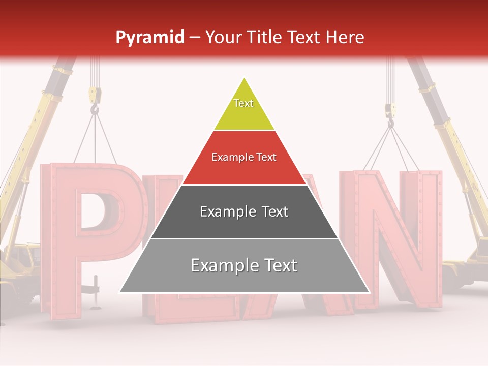 A Crane Is Lifting The Word Plan Out Of The Ground PowerPoint Template