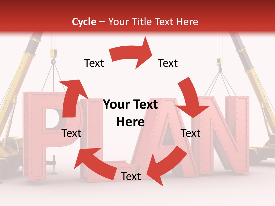 A Crane Is Lifting The Word Plan Out Of The Ground PowerPoint Template