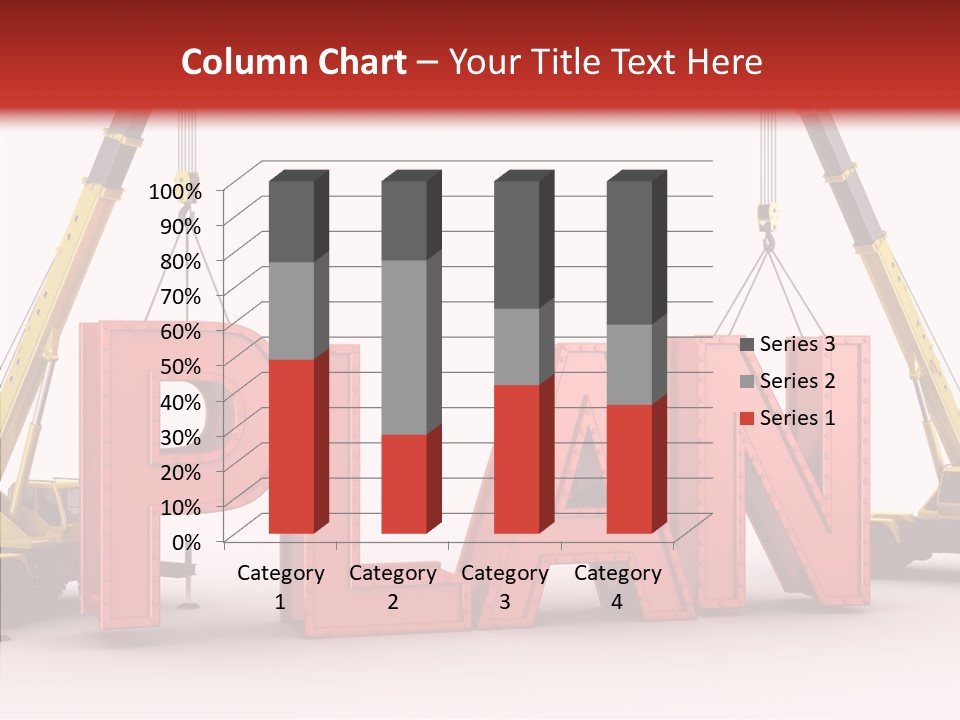 A Crane Is Lifting The Word Plan Out Of The Ground PowerPoint Template