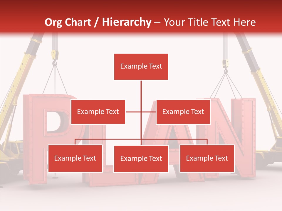A Crane Is Lifting The Word Plan Out Of The Ground PowerPoint Template
