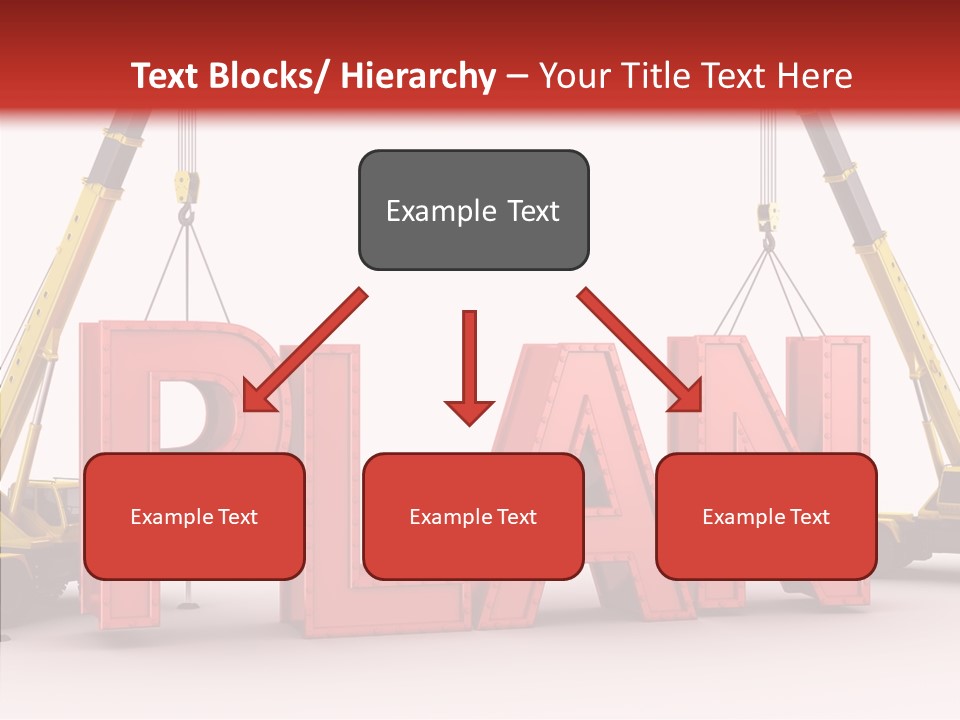 A Crane Is Lifting The Word Plan Out Of The Ground PowerPoint Template