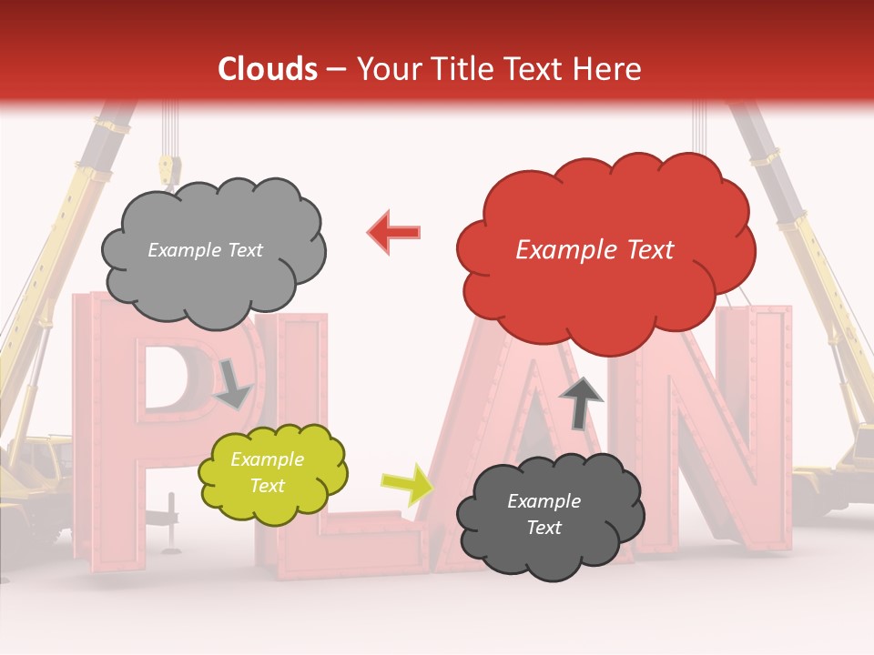 A Crane Is Lifting The Word Plan Out Of The Ground PowerPoint Template