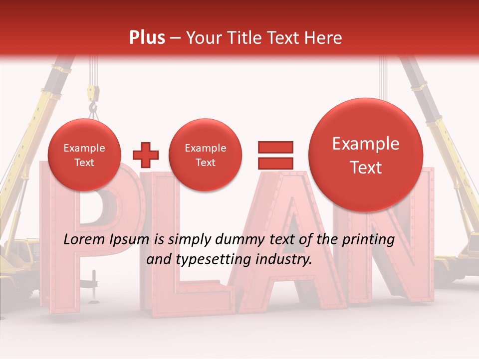 A Crane Is Lifting The Word Plan Out Of The Ground PowerPoint Template