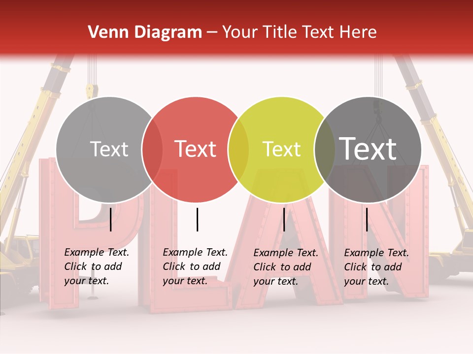 A Crane Is Lifting The Word Plan Out Of The Ground PowerPoint Template