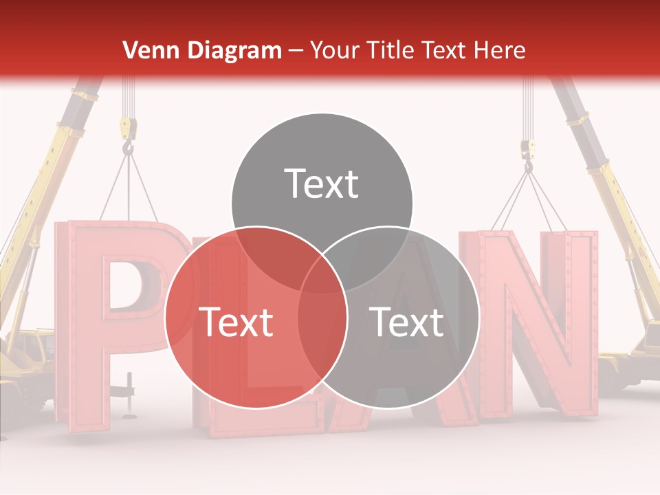 A Crane Is Lifting The Word Plan Out Of The Ground PowerPoint Template
